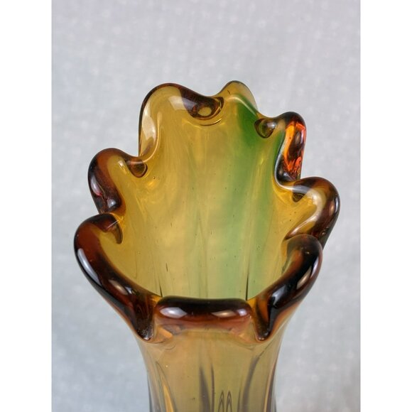 Vintage MCM Japan Swung Glass Finger Bud Vase Stretch 8 fingers Ombre 8" - Picture 3 of 9